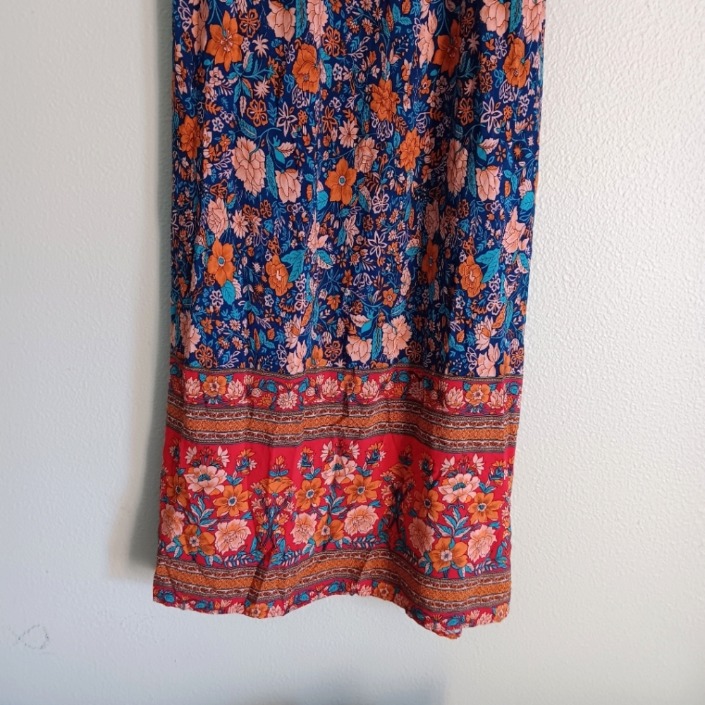 Bohemian Pretty Garden A-line Little maxi dress v-neck Floral Multi size.med - Picture 12 of 14